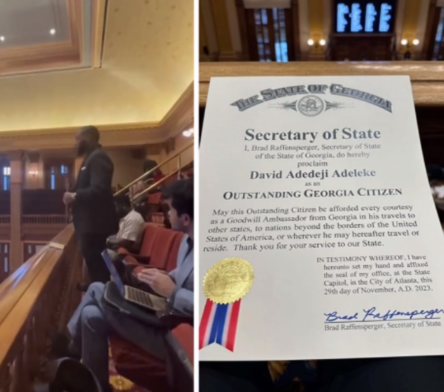 Georgia General Assembly in the U.S. Honors Davido as an 