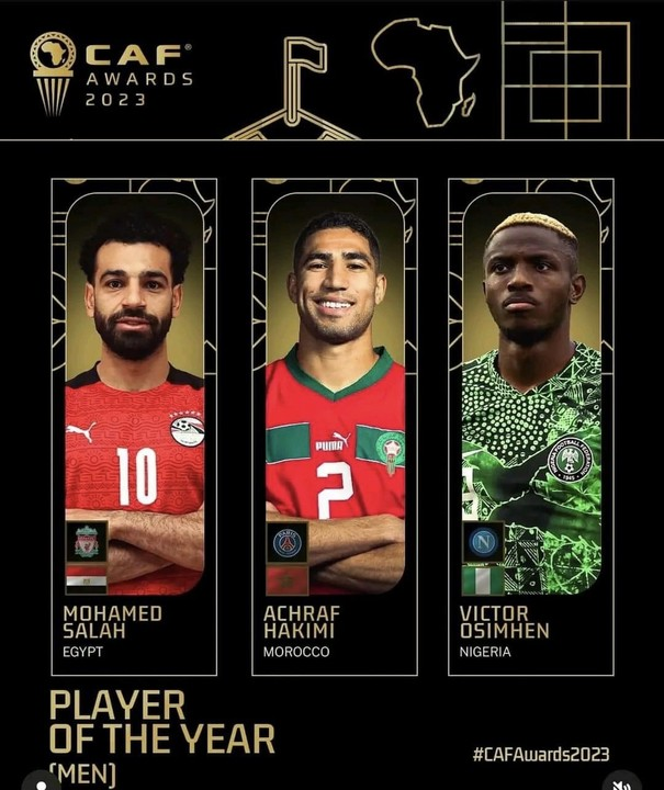 2023 CAF Player Award: Final Three Shortlist for 2023 CAF Player Award Includes Osimhen, Salah, and Hakimi