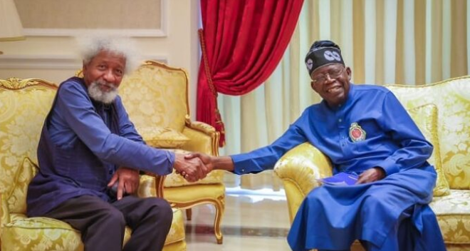 Wole Soyinka Presents Seven-Point Agenda in Courtesy Visit to Tinubu, Delays Assessment of Administration