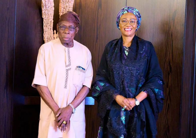 Obasanjo Visits First Lady Oluremi Tinubu for Eid el Kabir