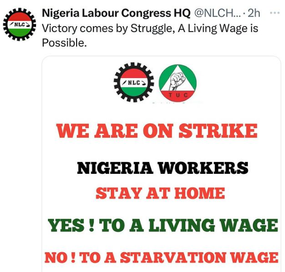 Stay at Home: NLC Orders Workers as Nationwide Strike Begins