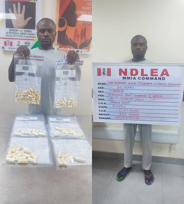 Drug Trafficker Sentenced to 25 Years After Being Caught with 80 Wraps of Cocaine at Lagos Airport