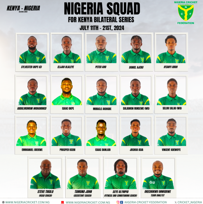 Cricket: Nigeria Unveils 15-man Squad for Kenya Tour